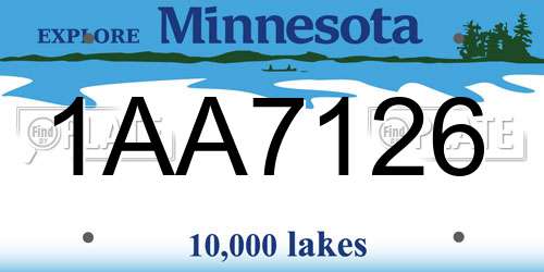 1AA7126 Minnesota License Plate