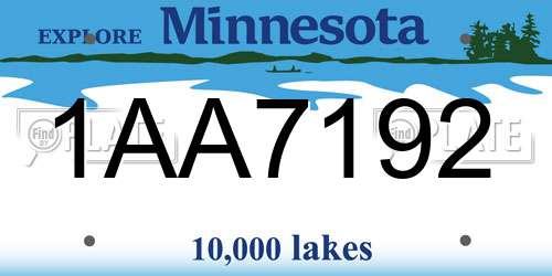 1AA7192 Minnesota License Plate