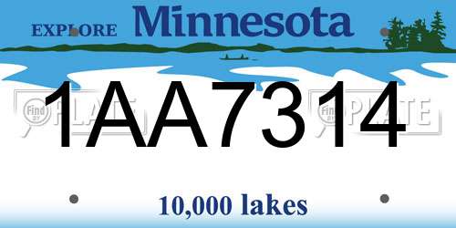 1AA7314 Minnesota License Plate