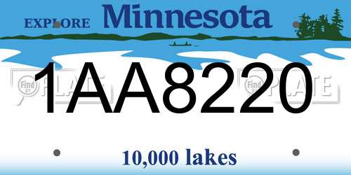 1AA8220 Minnesota License Plate