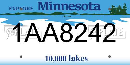 1AA8242 Minnesota License Plate