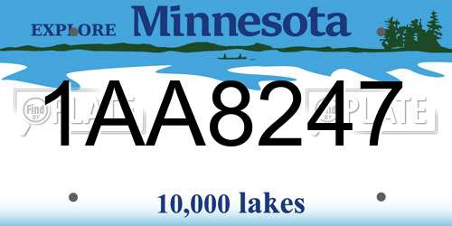 1AA8247 Minnesota License Plate