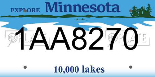 1AA8270 Minnesota License Plate