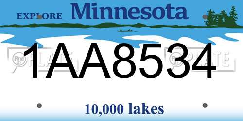 1AA8534 Minnesota License Plate