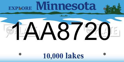 1AA8720 Minnesota License Plate