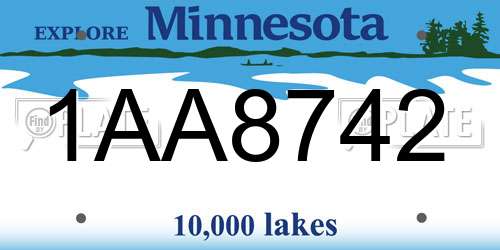 1AA8742 Minnesota License Plate