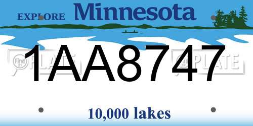 1AA8747 Minnesota License Plate