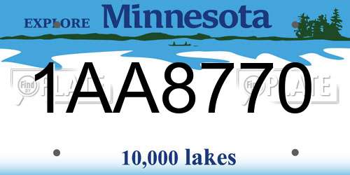 1AA8770 Minnesota License Plate