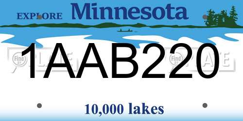 1AAB220 Minnesota License Plate