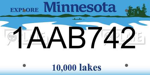 1AAB742 Minnesota License Plate
