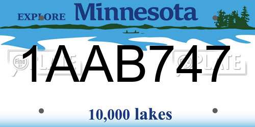 1AAB747 Minnesota License Plate