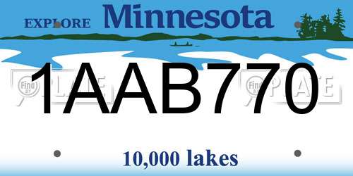 1AAB770 Minnesota License Plate