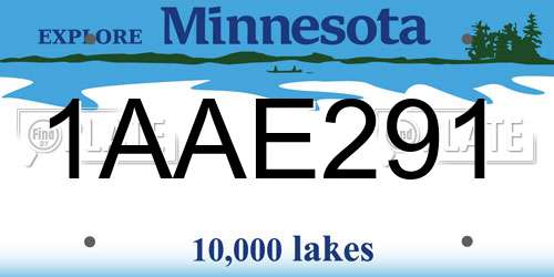 1AAE291 Minnesota License Plate