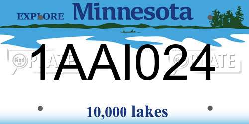 1AAI024 Minnesota License Plate