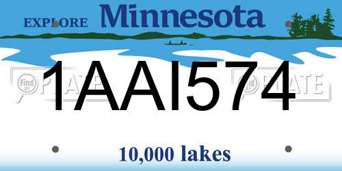 1AAI574 Minnesota License Plate