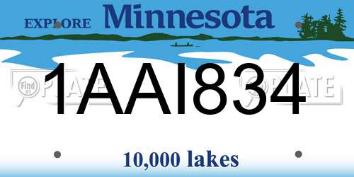 1AAI834 Minnesota License Plate