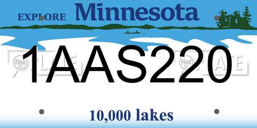 1AAS220 Minnesota License Plate