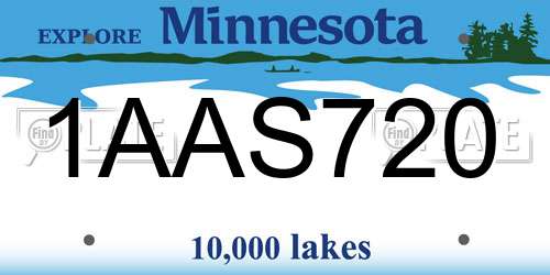1AAS720 Minnesota License Plate