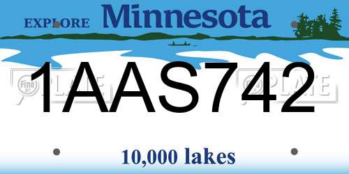 1AAS742 Minnesota License Plate