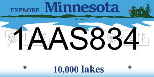 1AAS834 Minnesota License Plate