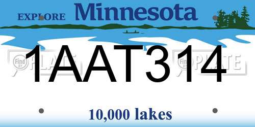 1AAT314 Minnesota License Plate
