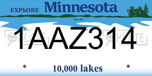 1AAZ314 Minnesota License Plate