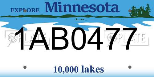 1AB0477 Minnesota License Plate