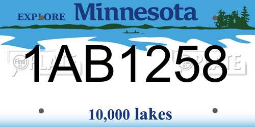 1AB1258 Minnesota License Plate