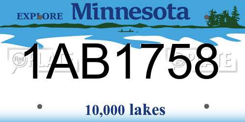 1AB1758 Minnesota License Plate