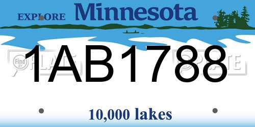 1AB1788 Minnesota License Plate