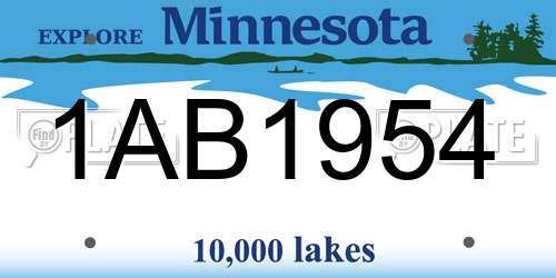 1AB1954 Minnesota License Plate
