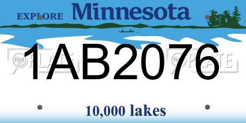 1AB2076 Minnesota License Plate