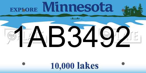 1AB3492 Minnesota License Plate