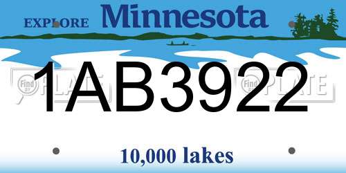 1AB3922 Minnesota License Plate
