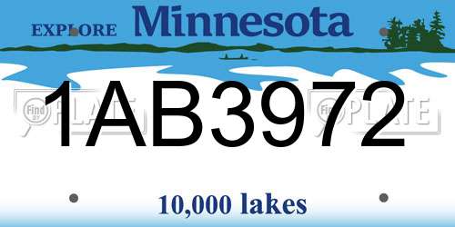 1AB3972 Minnesota License Plate