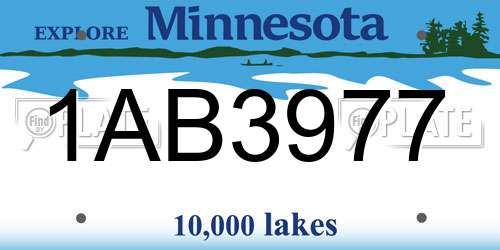 1AB3977 Minnesota License Plate