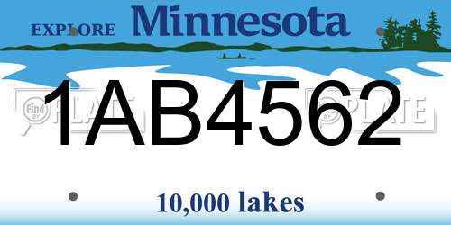 1AB4562 Minnesota License Plate