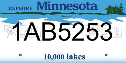 1AB5253 Minnesota License Plate