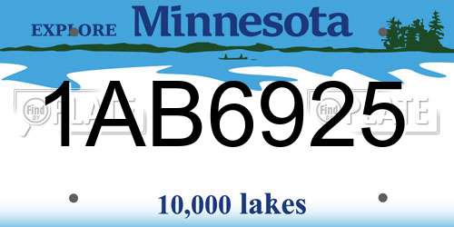1AB6925 Minnesota License Plate