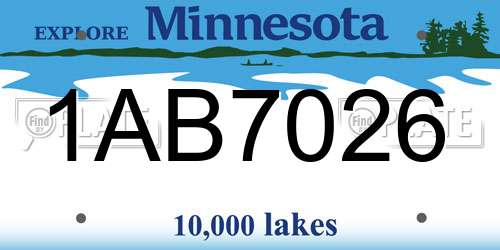 1AB7026 Minnesota License Plate