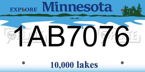 1AB7076 Minnesota License Plate