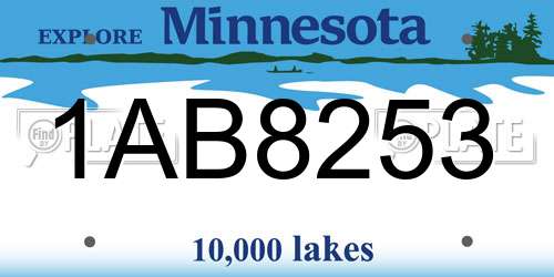 1AB8253 Minnesota License Plate