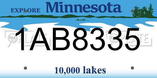 1AB8335 Minnesota License Plate