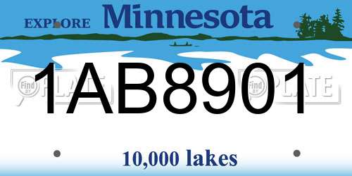 1AB8901 Minnesota License Plate
