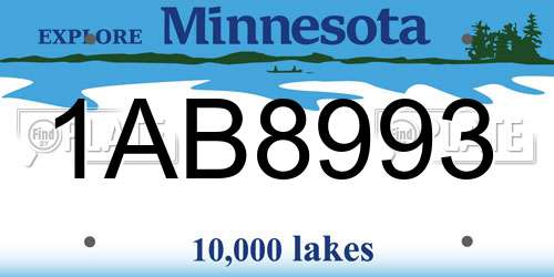 1AB8993 Minnesota License Plate