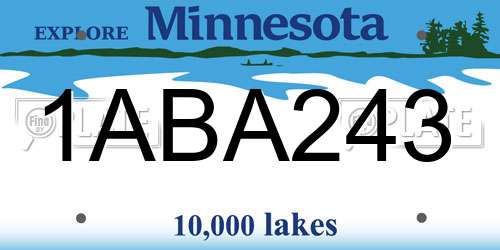 1ABA243 Minnesota License Plate