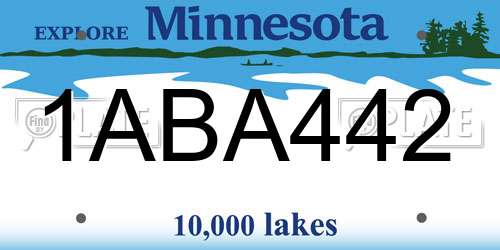 1ABA442 Minnesota License Plate