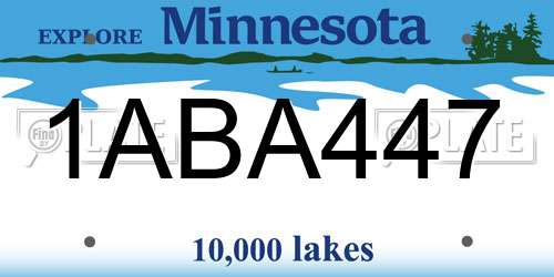 1ABA447 Minnesota License Plate