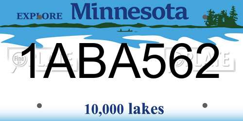 1ABA562 Minnesota License Plate