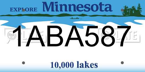 1ABA587 Minnesota License Plate